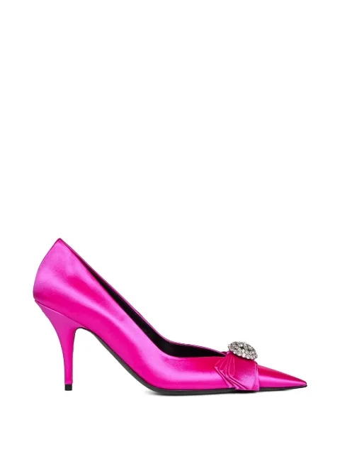Balenciaga Avenue Palazzo crystal-embellished satin pumps Pink 869416W1WM4