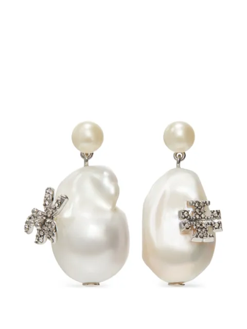 Tory Burch Moondance pearl and flower drop earrings Silver 180870