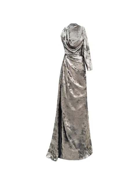 Gemy Maalouf asymmetrical-neck maxi dress Silver GMPF247346LD