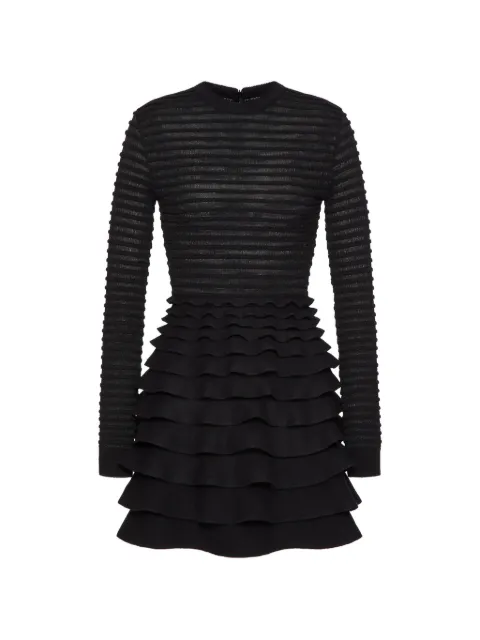 Valentino Garavani ribbed-tiered mini dress Black BKD13C8VT