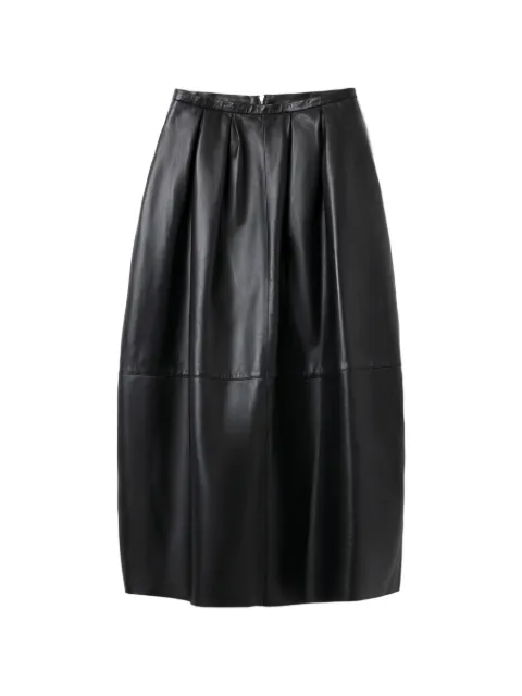 House Of Dagmar curved leather midi skirt Black 253F003999