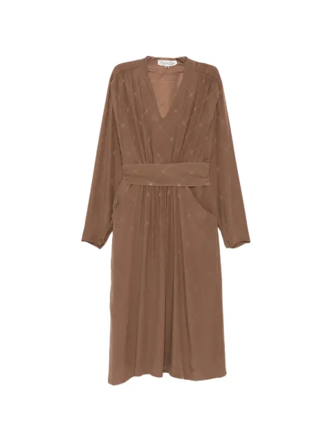 Christian Dior Pre-Owned 1970s V-neck silk dress Brown CD490AMD