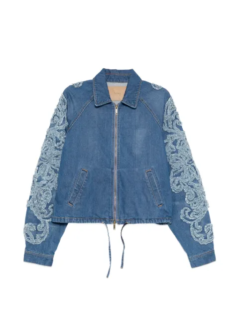 Taakk fringe-embroidery denim jacket Blue TA26SSBL030