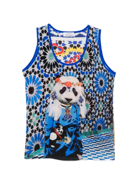 The Artistylist Panda-printed tank top Blue PANDA