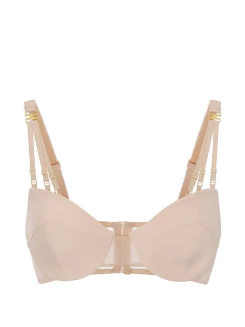 Elisabetta Franchi jersey and tulle bra with elastic straps Neutrals RG00361E2