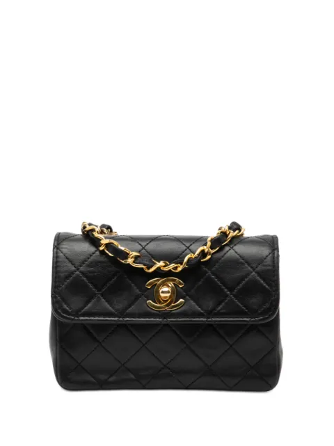 CHANEL Pre-Owned 1989-1991 Mini CC Quilted Lambskin Flap crossbody bag Black V0NKVDRO2VT28ADB