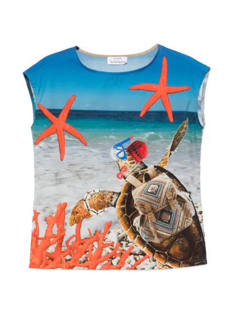 The Artistylist starfish turtle-print blouse Blue TURTLE