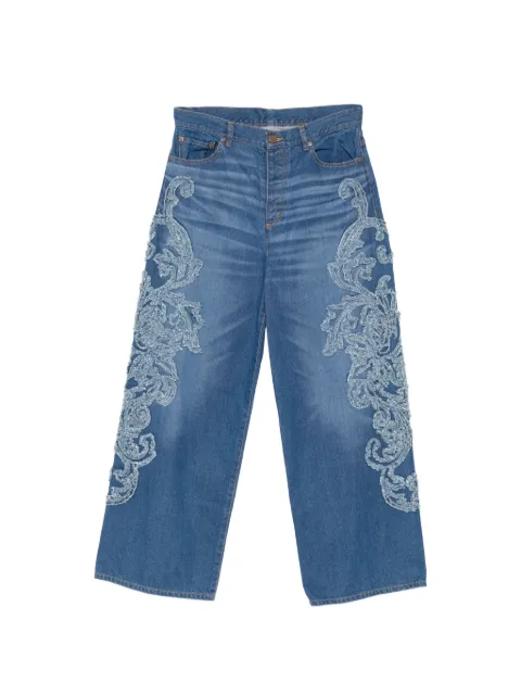 Taakk floral-appliqué jeans Blue TA26SSPT031