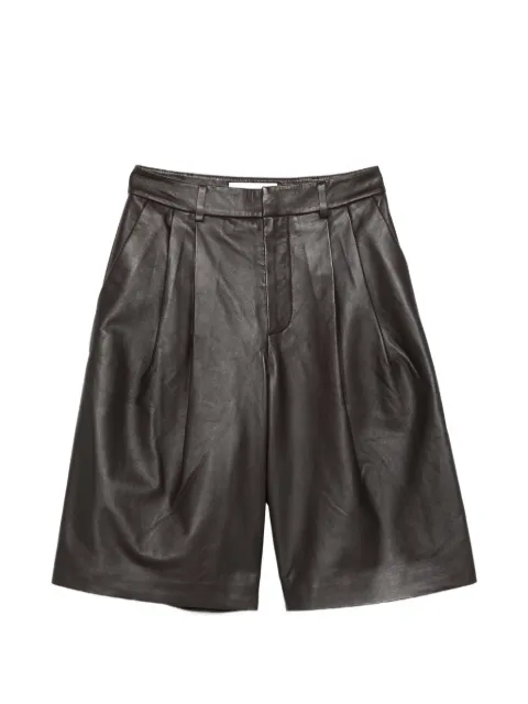 Yves Salomon pleated leather shorts Brown 26EYP211XXAPXX