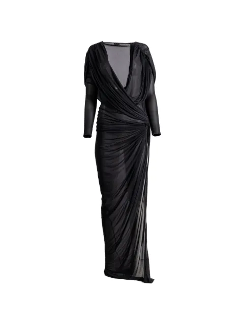 Atlein v-neck draped dress Black R27DTJ46