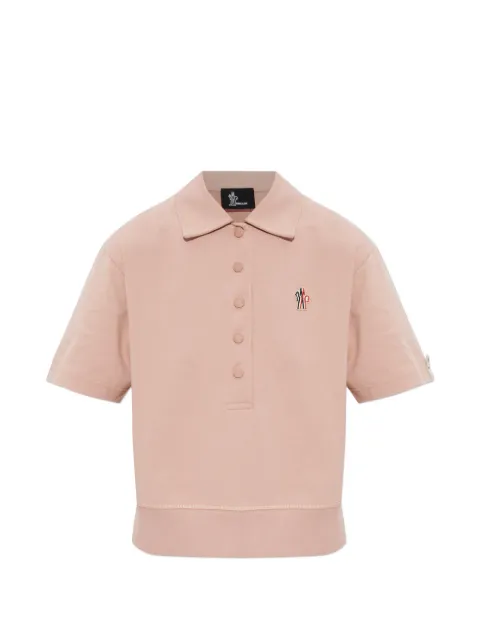 Moncler Grenoble logo-patch cotton polo shirt Neutrals L10988A0000389AZ9