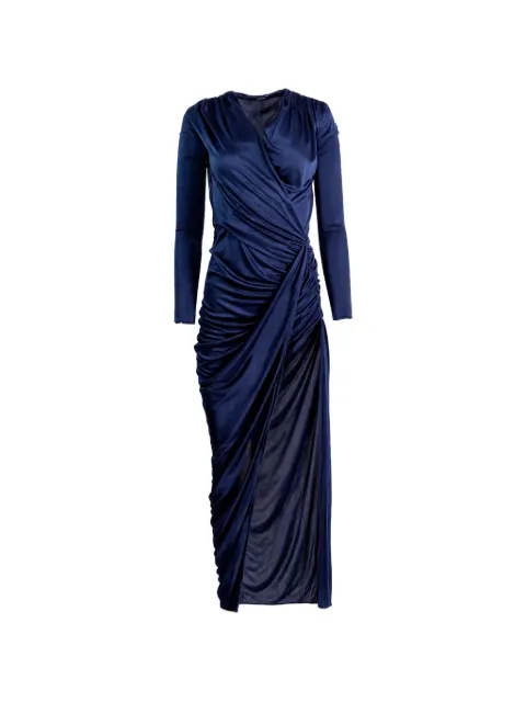 Atlein ruched long-sleeve maxi dress Blue RD01TJ26