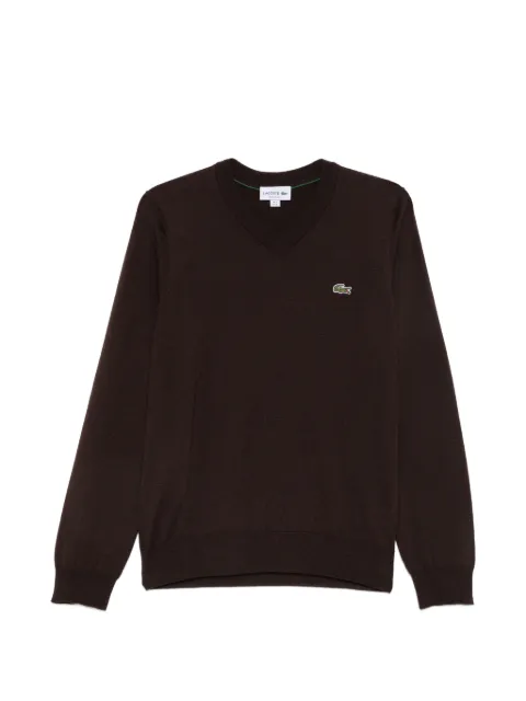 Lacoste logo-patch V-neck sweater Brown AH3221SKB