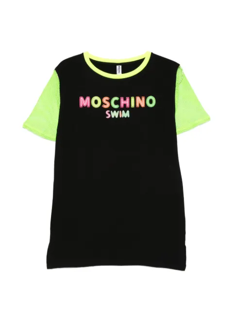Moschino mesh-sleeve logo-print T-shirt Black A19032116