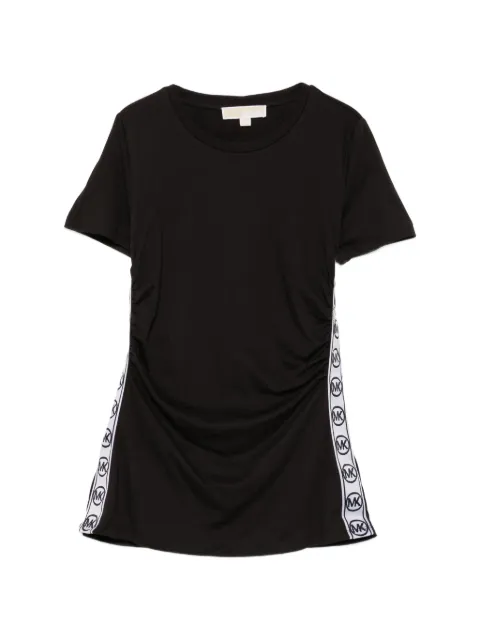 Michael Kors logo-tape ruched T-shirt Black MS05MJW6TF