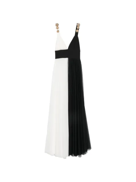 ALESSANDRO LEGORA embellished V-neck maxi dress White AT175