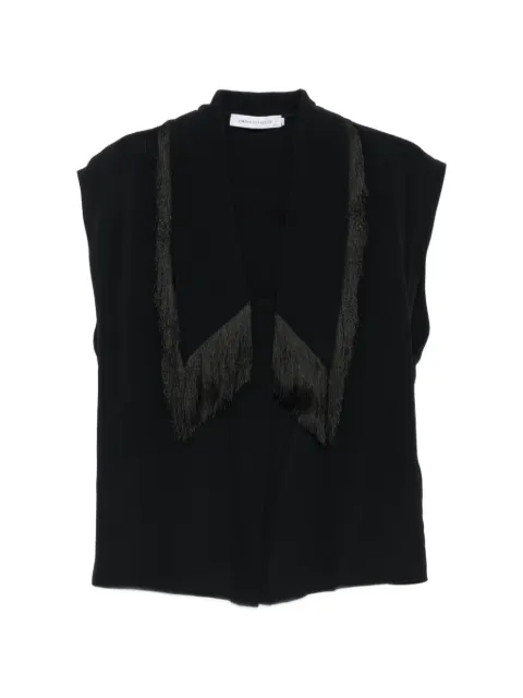SIMONA CORSELLINI fringe-trim sleeveless shirt Black P22CPTO014