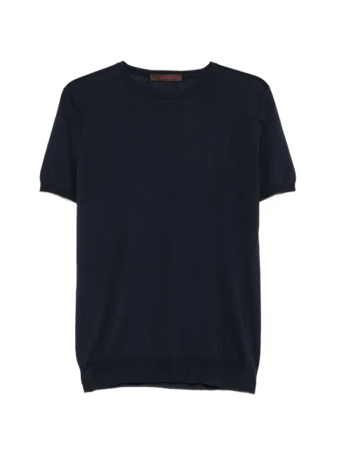 Jeordie's fine-knit short-sleeve cotton T-shirt Blue 61554
