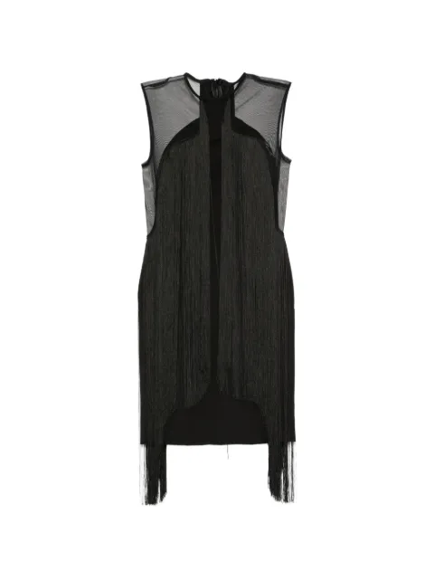 ALESSANDRO LEGORA fringe-trimmed mesh-panel mini dress Black AL118NERO