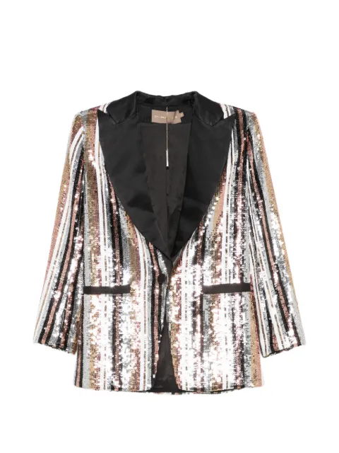 SIMONA CORSELLINI sequin-embellished striped blazer Silver P20CPGI00902