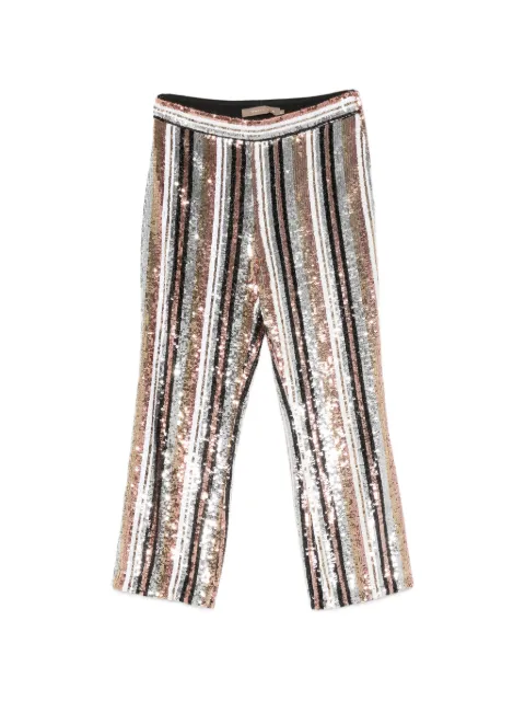 SIMONA CORSELLINI sequin-embellished striped trousers Silver P20CPPA021