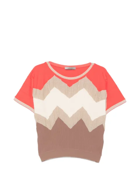 D.Exterior chevron short-sleeve ribbed T-shirt Neutrals 54101