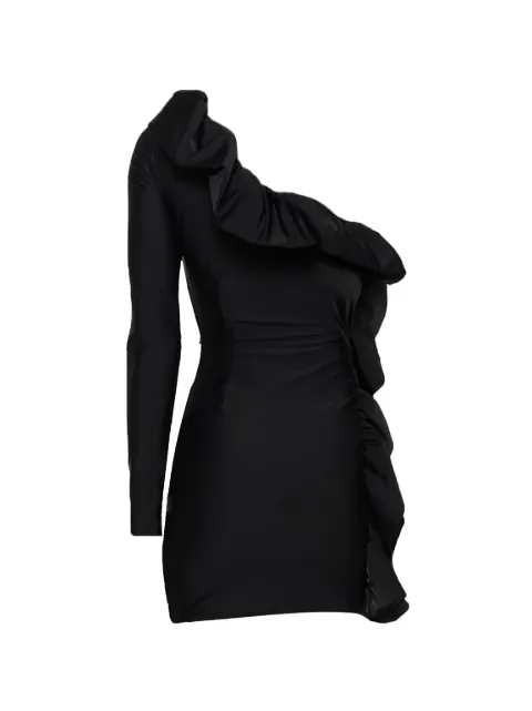 Amen ruffled one-shoulder mini dress Black HMW22400