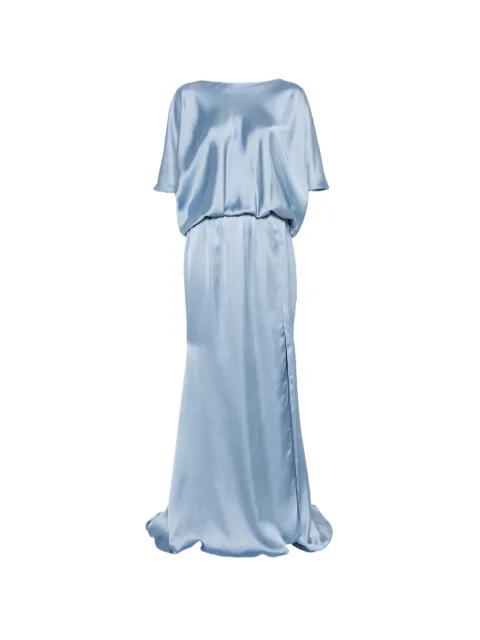 ALESSANDRO LEGORA cowl-back satin-finish maxi dress Blue AT112CARTADAZUCCHERO