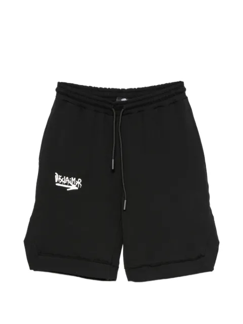 DISCLAIMER logo-print raw-edge shorts Black 22EDS51633NERO