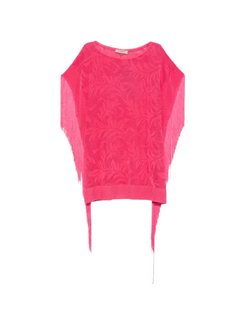 TWINSET fringe-trim mesh sweater Pink 201TT301103546FUXIA