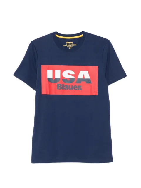 Blauer logo-print cotton T-shirt Blue 20SBLUH02158004547