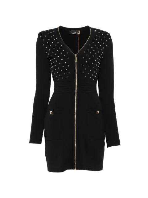 Elisabetta Franchi stud-embellished diamond-quilted mini dress Black AM95B27E3