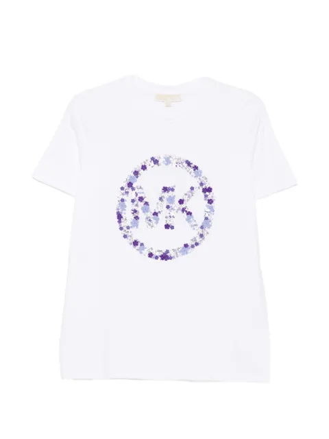Michael Michael Kors sequin-embellished floral-logo T-shirt White MS05MGC97J