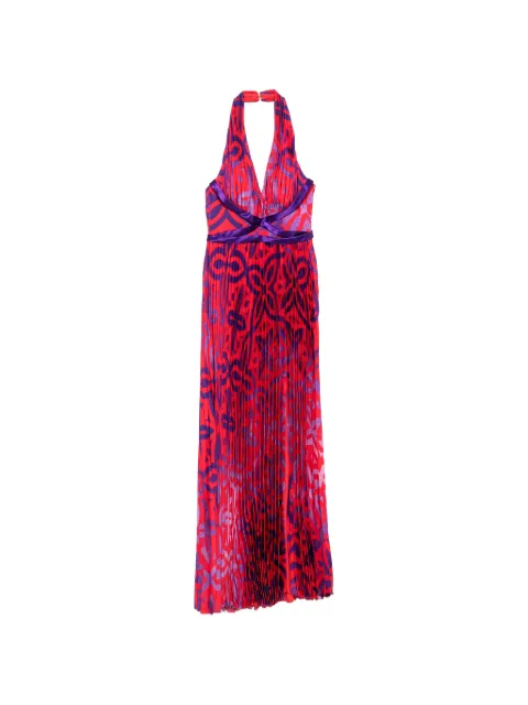 Allure abstract-print pleated maxi dress Red A3809