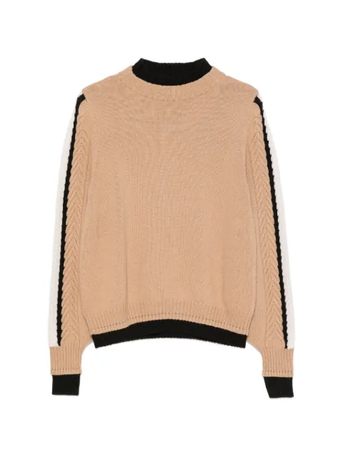 D.Exterior cable-knit side-stripe sweater Neutrals 53172