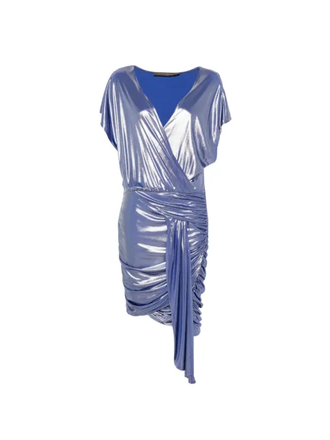 SIMONA CORSELLINI metallic-finish ruched mini dress Blue P20CMAB06901