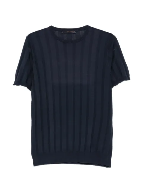 Jeordie's knitted short-sleeve cotton T-shirt Blue 75502