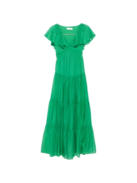 kaos ruffled tiered maxi dress Green OP1TZ019VERDE
