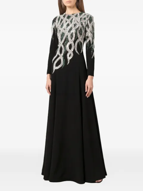 Dina Melwani crystal-embellished gown Black DM2026170131