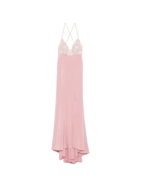 Allure lace-panelled side-slit maxi dress Pink 3126