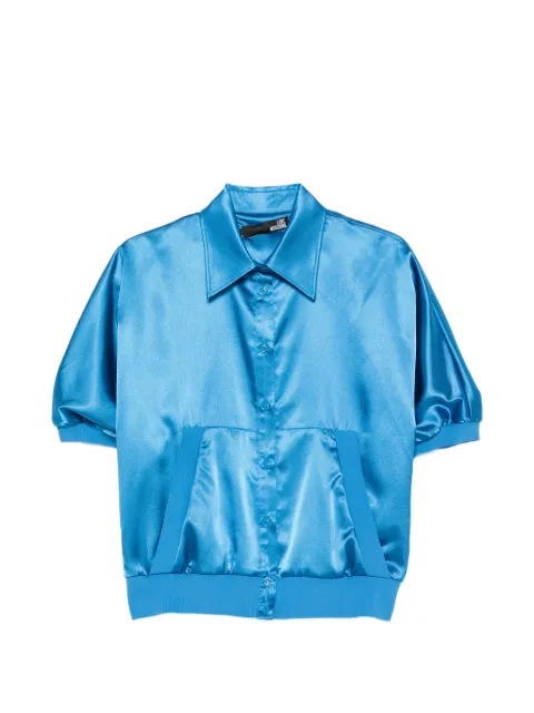 Love Moschino satin-finish logo-embroidered shirt Blue CFWCE4201S3797