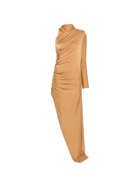 Amen one-shoulder ruched maxi dress Neutrals HMW22510