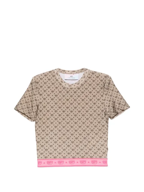 Chiara Ferragni Eyelike-print cropped T-shirt Green 72CBM265JS083