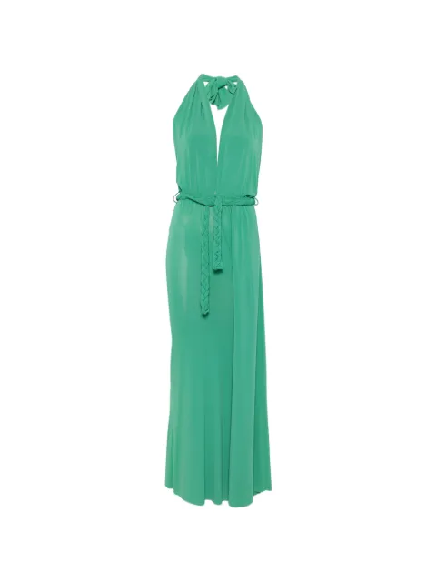 kaos halterneck braided-belt jumpsuit Green OP1MA010VERDE