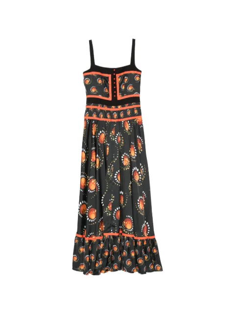 Rabanne graphic-print ruffled dress Black 22PCRO431PO0208NERO