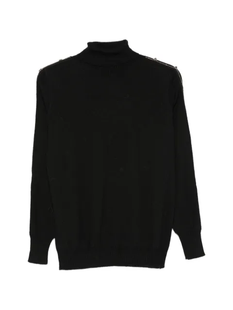 D.Exterior stud-embellished roll-neck sweater Black 53374