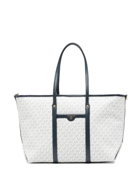 Michael Kors monogram-pattern logo-plaque tote bag White 30T0GKNT3B