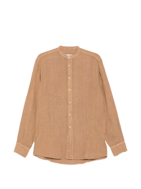 Daniele Alessandrini band-collar long-sleeve shirt Brown C9014A824202