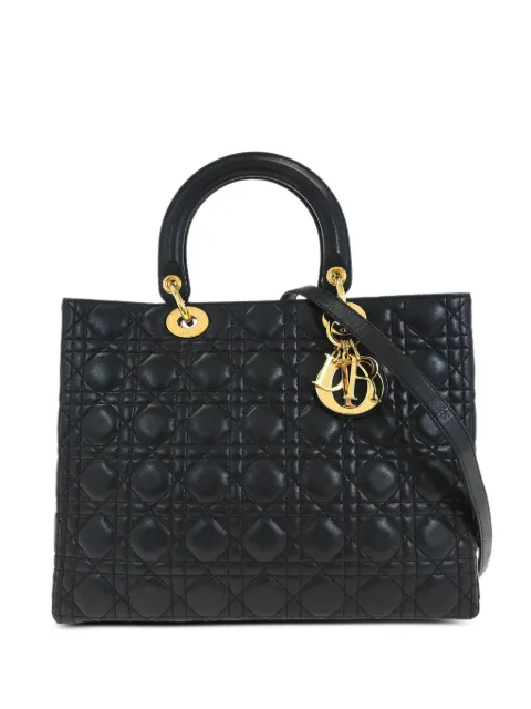 Christian Dior Pre-Owned 1999 large Lady Dior Cannage tote bag Black 125413