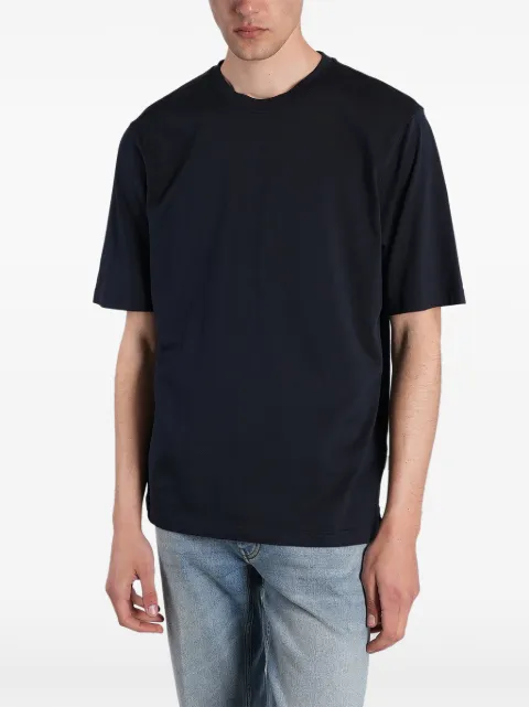 Lardini logo-tag side-slit T-shirt Blue NCLTMC58CN64051
